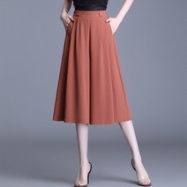 린넨 조거 치마바지 통바지 핀턱 중년 와이드 팬츠 면 마 플리츠 팬츠 7부 고무줄