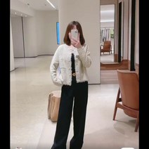 트위드자켓 핑크 트위트 셋업 노카라 크롭 울 자켓 빅사이즈 Zhihe 2023 봄 여름 겨울 새로운 스타일 작은 향기로운 스타일 트위드 니트 카디건 짧은 코트 여성 탑 C2065602