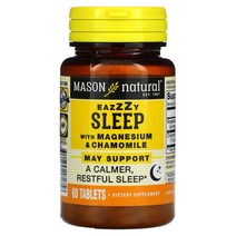 메이슨 내추럴 Mason Natural Eazzzy Sleep blets 슬립 with 마그네슘 & 카모마일 60정, 1팩