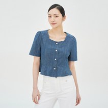 [23 신상] 스퀘어 데님 페플럼 블라우스 (BGBKF7407)