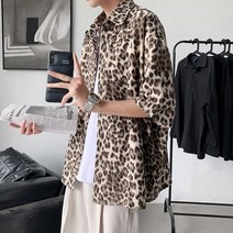 미스터봉 남자 오버핏 캐주얼 레오파드 호피 여름 셔츠 SH