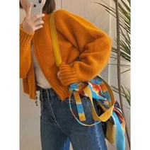 코발트블루 파란 부드러운 스웨터 니트 가디건 지퍼 재킷 캐주얼 가을 겨울 신제품 시크하고 따뜻한 귀여운 짧은 코트 오렌지 탑