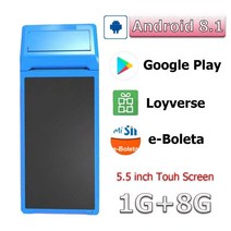 카드 포스기 POs 이지체크 단말기 신화포 안드로이드 8.1 PDA 터미널 POS 5.5 인치 터치 스크린 내장 58m, 02 Blue PDA_02 미국 플러그