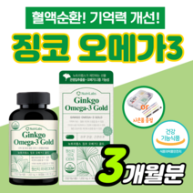 징코 기억력 개선 에 좋은 뇌 영양제 오메가3 쓰리 정맥 혈액 순환 두뇌 집중력 인지력 기능 높이는 혈중 혈행 혈관 건강 은행잎추출물 손발저림 다리 쥐날때 먹는 수험생 약3개월분, 1개