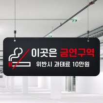 루리앤메리 매장을위한 블랙 하늘걸이 70 이곳은 금연구역 안내판 A SIZE, 단면, 천정걸이 없음