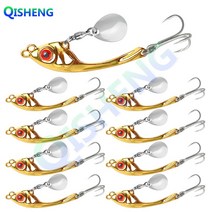 [QISHENG] 스핀 바이브 9개입/세트 메탈 바이브 농어 삼치 광어 우럭 배스 스피너베이트, 골드-1#, 20g