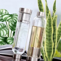 베스트 녹차텀블러 2종기획 유리텀블러 티텀블러 글라스텀블러 보온보냉 600ml 550ml 내열강화, 잔누오 티 텀블러_그레이