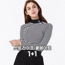 [1+1EVENT] 애플라인드 여성 골프 기능성 이너웨어 냉감 티셔츠 스트라이프 하이넥 HHSWTS03/BLACK.W