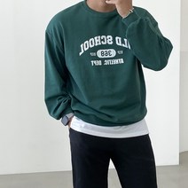 빠델 남녀공용 커플 올드스쿨 나염 프린팅 루즈핏 봄 가을 맨투맨 티셔츠