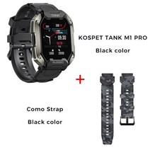 kospet 탱크 m1 pro 스마트 시계 남자 군사 야외 스포츠 피트니스 트래커 시계, 블랙 앤 블랙 스트랩