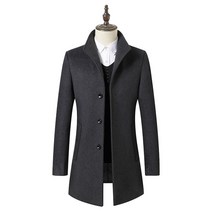 남성용 두꺼운 라펠 캐시미어 혼방 트렌치 울 바람막이 가을 겨울 패션 레저 양모 코트 재킷 신제품