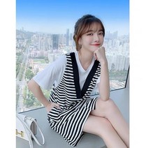 네이워 에스엔 여성 여름 패션 브이넥 미니 원피스