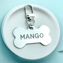 은가비펫 써지컬스틸 네임택 이름표 인식표 미아방지 산책용품, 써지컬 이름표 실버 고리 대형 뼈다귀