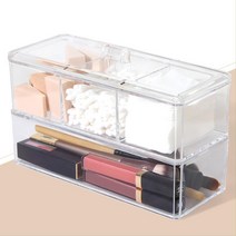면봉 화장솜 립스틱 2단수납 아크릴 정리함 잡다구리 종류별 메이크업용품, 1개