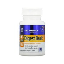 Enzymedica 엔자이메디카 다이제스트 베이직 효소 포뮬러 30 캡슐 셀룰라아제 락타아제 아밀라제 말타아제 프로테아제 포함