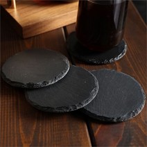 슬립앤필 천연 암석 컵받침 티 코스터 대리석 블랙 4p, 사각(4p)