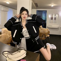 여자 상하의 세트 야구 점퍼+미니 스커트 투피스 캐주얼룩 빅사이즈W2022091204