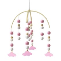 AONTUS 아기 침대 천장 모빌 여아용 나무 비즈 어린이 소년 아기 침실 디자이너 아기방 기쁨, Pink Cloud