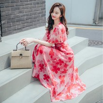 여름 비치 보헤미안 원피스 여성복 룩 바캉스 쉬폰-99514
