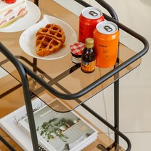 고급 홈 인테리어 무빙선반 트롤리 이동식카트 주방 서빙, 상품선택, 블랙