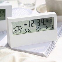 디지털 탁상 시간 날짜 날씨 온도 습도 무소음 시계 스탠드형 큰글씨 캘린더 모니터링 전자 알람 모던 인테리어 탁상용 미니 LED 화이트