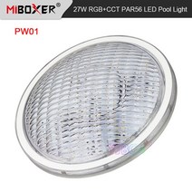 pw01 miboxer rgb + cct 27w 수중 led 램프 par56 led 풀 라이트 방수 ip68 433mhz rf 제어 ac12vdc1224v 디밍 가능