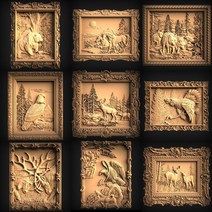 목공라우터 트리머 9개 동물 프레임 3d STL 형식 모델 파일 CNC 라우터 3D 프린터 Artcam Aspire bass 릴리, 한개옵션0