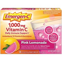 Emergen-C 비타민C 파우더 1000mg 30개입ㅣ항산화 물질 B 및 전해질 함유 면역 보강을 위한 보충제 카페인 프리 탄산 음료 믹스 슈퍼 오렌지 맛, Raspberry, 0.32 Ounce (Pack of 30)