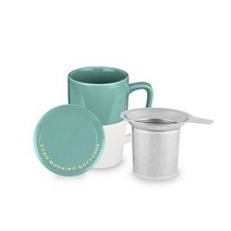 핑키업 딜리아 세라믹 티 머그 & 인퓨저 찻잔 532ml, 1개, Good Morning Gorgeous