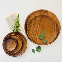 우드 원형 트레이 나무 쟁반 아카시아 원목, 우드원형트레이 15cm, 1개