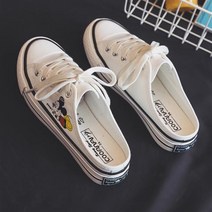 루비샵 INS 미키 캔버스 뮬스니커즈 굽높이 3CM