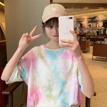 메리노 물감 나염 반팔 티셔츠 200319 민소매티셔츠 여성맨투맨 여성셔츠 여성반팔티 여성빅사이즈티셔츠 여자반팔티 여성롱티 여성블라우스티 여성오버핏 여름반팔티 데일리티셔츠