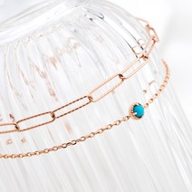 러브온유 14K 터키석 포인트 두줄 체인 팔찌