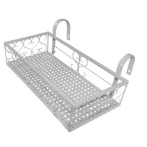 모칸도 베란다 화분걸이 난간 화분걸이대 (일반 직각형 50x25cm) 난간용 고리 2개, 화이트