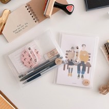 반투명 스티커 다꾸용품 정리 보관 파우치 파일, 가로형, 1개