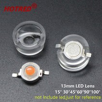 레이저 렌즈 20개 1W 3W 5W 13mm IR LED 미니 렌즈 15 30 45 60 90 100 도 고전력 다이오드 볼록 리플렉터, 05 90 degree_01 Clear_01 13mm