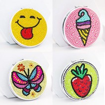 보석십자수 거울 만들기 DIY 비즈 규빅 양면원형 거울, 보석손거울세트(나비)