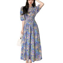 리더스타 여성원피스 기본핏 원피스 플라워 반팔원피스 쉬폰 롱원피스