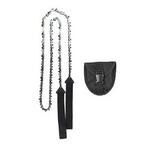 GHSHOP 생존 전기 톱 휴대용 핸드 헬드 생존 전기 톱 전기 톱 비상 캠핑 포켓 핸드 툴 파우치 하이킹 도구 야외, 120cm., 스테인레스 스틸, Blcak 당겨 벨트 + 백