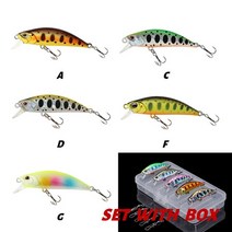 5pcs 송어 낚시 미끼 세트 미끼 wobblers 세트 인공 5g 55mm pesca 미노 침몰 일본 dw63 크랭크 베이트 미니 하드 미끼, ACDFG