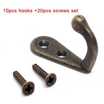 블랙 빈티지 옷걸이 후크 아연 합금 벽 후크 청동 천 코트 가방 모자 걸이 후크 욕실 주방 랙 나사 5 개, 10pcs set
