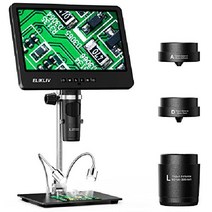 Elikliv EDM601 7 인치 LCD 2160P 디지털 현미경 3 렌즈 1500X 돋보기 HDMI, 7인치