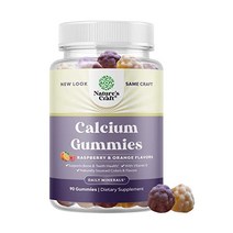 Natures Craft 비타민 D3 함유 여성용 고흡수성 칼슘 구미 - 성인용 제3인산칼슘 750mg 칼슘 구미 - 뼈와 면역 지원을 위한 씹을 수 있는 칼슘 및 비타민 D 보충