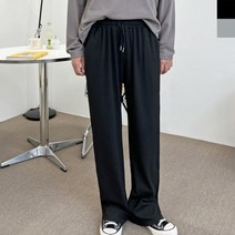 바지 남성 밴딩팬츠 1P 와이드팬츠 플리츠 골지 주름