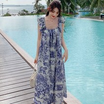 해변 휴가 비치룩 프릴 셔링 롱원피스 상견례 봄 여름 정장 셔츠 미니 여성 쉬폰 라인 결혼식