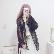 FANSYLI 여성 여름 레이스 미디 자외선 차단 코트 오버사이즈 자외선 차단 가디건 케이프 상의 W3F31