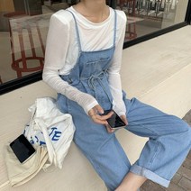 여성 팬츠 바지 밴딩 여름 슬랙스 와이드 멜빵 데님