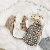 유앤펫 강아지옷 도톰 체크 무스탕 조끼(null), 핑크