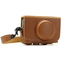 스트랩이 있는 메가기어 mg1174 캐논 파워샷 sx740 hs sx730 hs 에버 레디 가죽 카메라 케이스 - 다크 브라운, 연한 갈색