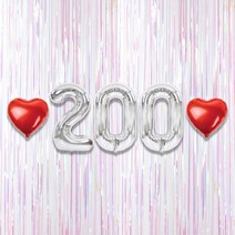 200일 이벤트 포토존 세트 아기 기념일 커플 축하 기념 숫자 풍선 하트, 23.커튼-(펄화이트)-200(소)-실버